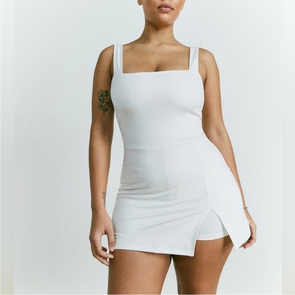Reformation Dresses & Skirts - Reformation Daria EcoMove White Square Neck Tennis Mini Dress Small